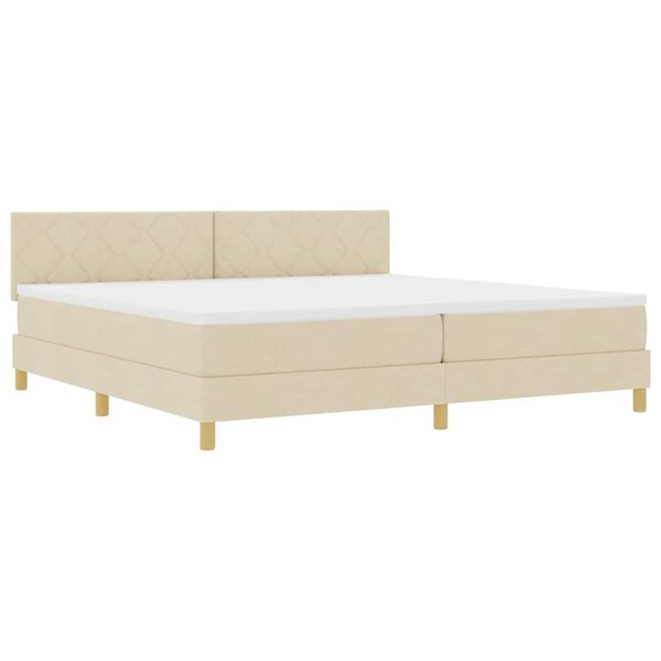 vidaXL Lit à ressort LED avec bandes LED Crème 200 x 200 cm tissu