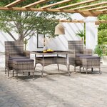 vidaXL Ensemble à Manger jardin 5 Pièces résine tressée verre trempé Gris