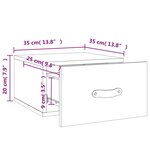 vidaXL Table de chevet murale sonoma gris 35x35x20 cm