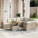 vidaXL Salon de jardin avec coussins 10 Pièces beige résine tressée