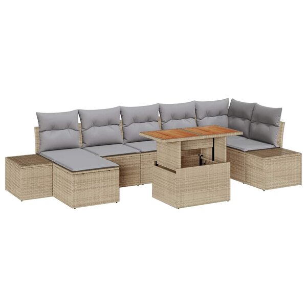 vidaXL Ensemble de canapé de jardin avec coussin 8 Pièces Beige  Gris