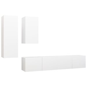 vidaXL Ensemble de meubles TV 4 Pièces Blanc Bois d'ingénierie