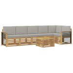 vidaXL Ensemble de canapés d'extérieur 7 Pièces Blanc et gris clair