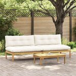vidaXL Unité de canapé du milieu Acacia Clair et Blanc Crème