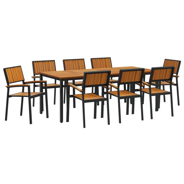 vidaXL Ensemble de salle à manger de jardin 9 pièces en bois d'acacia massif et métal