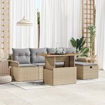 vidaXL Ensemble de canapé de jardin 6 Pièces Beige Poly rotin