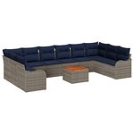 vidaXL Ensemble de canapé de jardin avec coussin 10 Pièces Gris polyrotin