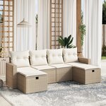 vidaXL Salon de jardin avec coussins 6 Pièces beige résine tressée