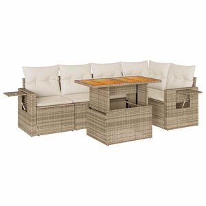 vidaXL Salon de jardin avec coussins 6 Pièces beige résine tressée