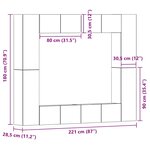vidaXL Ensemble de meubles TV 8 pièces - Murale  chêne noir  bois d'ingénierie