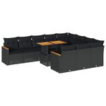 vidaXL Ensemble de canapés de jardin 11 Pièces et coussins rotin acacia