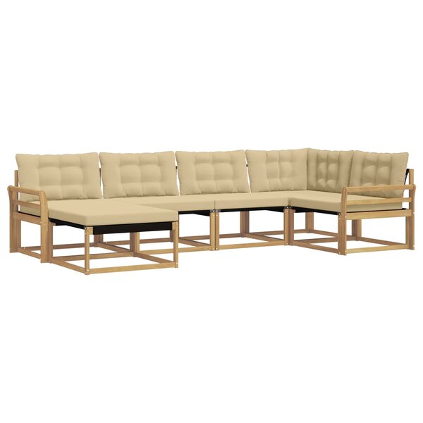 vidaXL Ensemble de canapés d'extérieur 6 pc Blanc et Beige