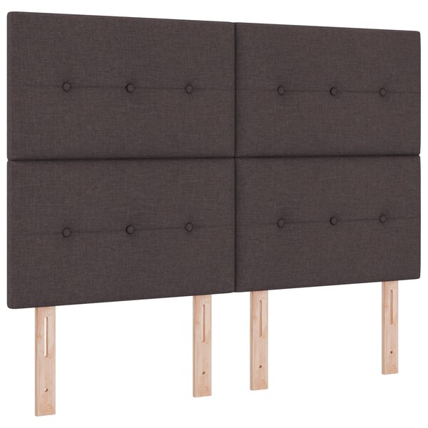 vidaXL Lit à ressort avec matelas marron foncé 140x200 cm tissu