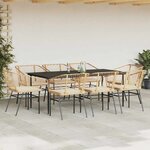 vidaXL Ensemble à manger jardin coussins 9Pièces marron poly rotin verre