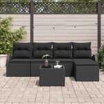 vidaXL Ensemble de canapé de jardin 6 Pièces Noir polyrotin