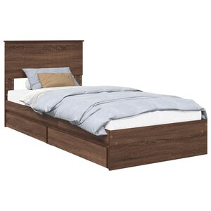 vidaXL Lit de Rangement Chêne brun 90 x 190 cm Bois d'ingénierie