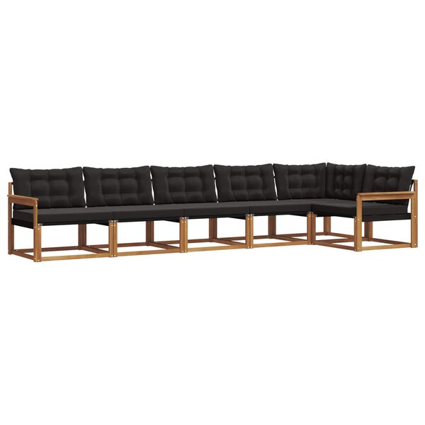 vidaXL Ensemble de canapés d'extérieur 6 Pièces Naturel et Noir