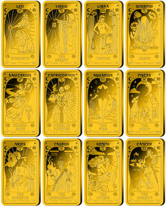 Monnaie ZODIAC SIGNS AND TAROT Set 12x1/200 Oz Or 50$ Samoa (PRÉCOMMANDE)
