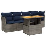 vidaXL Salon de jardin 5 Pièces avec coussins gris résine tressée