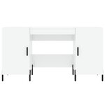 Bureau table poste de travail meuble d'ordinateur informatique étude brillant 140 x 50 x 75 cm bois d'ingénierie blanc 02_0023539
