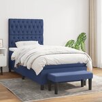 vidaXL Sommier à lattes de lit avec matelas Bleu 90x200 cm Tissu