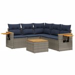 vidaXL Salon de jardin 6 Pièces avec coussins gris résine tressée