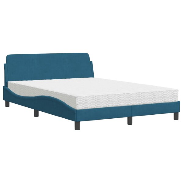 vidaXL Lit avec matelas Dover bleu 140x190 cm velours