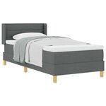 vidaXL Lit à ressorts avec matelas Gris foncé 200 x 90 cm tissu