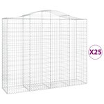 vidaXL Paniers à gabions arqués 25 Pièces 200x50x160/180 cm Fer galvanisé