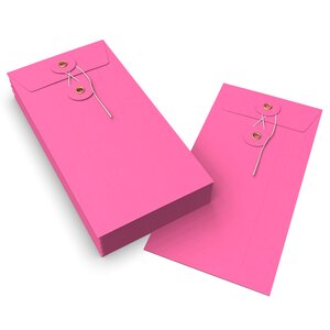 Lot de 20 enveloppes rose à rondelle et ficelle 220x110