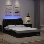 vidaXL Cadre de lit avec lumières LED noir 140x200 cm similicuir
