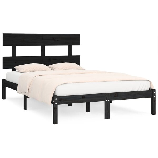 vidaXL Cadre de lit sans matelas noir 200x200 cm bois massif