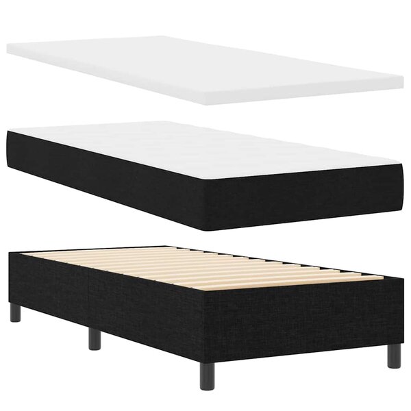 vidaXL Lit à ressort LED avec matelas Noir 100 x 200 cm tissu