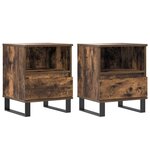 vidaXL Tables de chevet 2 Pièces chêne fumé 40x35x50 cm bois ingénierie
