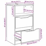vidaXL Tables de chevet 2 Pièces Noir 40 x 30 x 467 cm Bois d'ingénierie