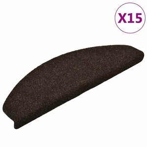 vidaXL Tapis d'escalier auto-adhésifs 15 pièces 65 x 21 x 4 cm Marron foncé Demi-rond Grand