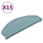 vidaXL Tapis d'escalier 15 pièces 65 x 24 x 4 cm Bleu mer Demi-rond Grand