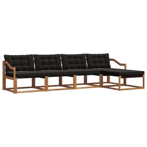 vidaXL Ensemble de canapés d'extérieur 5 pc Naturel et Noir
