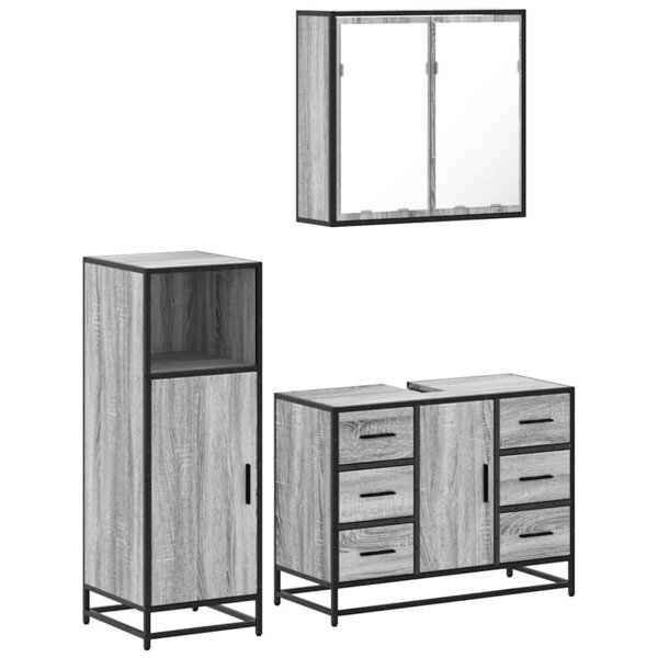 vidaXL Ensemble de meubles de salle de bain 3 Pièces Sonoma gris