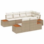 vidaXL Ensemble de canapé de jardin 7 Pièces Beige Poly rotin