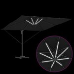 vidaXL Parasol Cantilever Roma de avec LEDs - Noir  286 x 285 x 270 cm  en aluminium.
