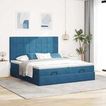 VidaXL Cadre de lit ottoman avec matelas bleu foncé 160x200 cm velours