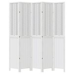 vidaXL Cloison de séparation 5 panneaux blanc bois de paulownia massif