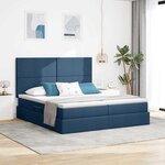 vidaXL Lit de rangement LED avec matelas Bleu 200 x 200 cm Tissu