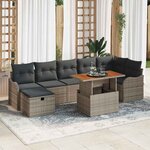 vidaXL Ensemble de canapé de jardin 8 Pièces Gris Poly rotin