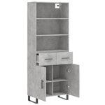 vidaXL Buffet haut Gris béton 69 5x34x180 cm Bois d'ingénierie