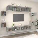 vidaXL Ensemble de meubles TV 8 Pièces Gris béton Bois d'ingénierie