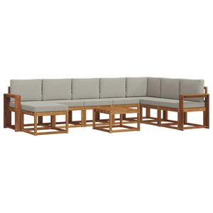 vidaXL Ensemble de canapés d'extérieur 9 pc Gris Naturel et Clair