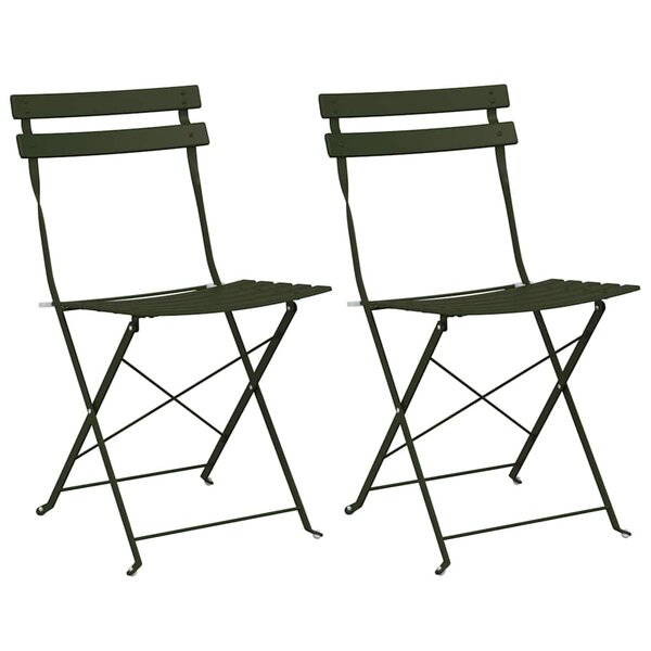 vidaXL Chaise de jardin pliante 2 Pièces Vert 42 x 46 x 82cm Acier