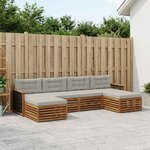 vidaXL Ensembles de canapés avec coussin 6 Pièces Bois d'Acacia Massif